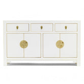 Golden Dragon Oriental Painted Solid Wood White Large Sideboard 160x40x85cm